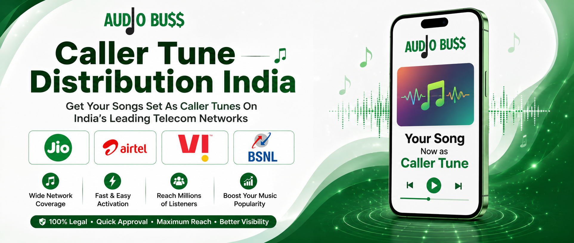 Audio Buss Caller Tune Distribution Platform For Jio Airtel Vi BSNL Music Artists Labels And Music Companies